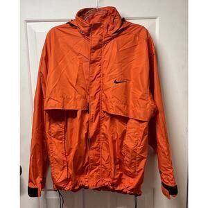 Vtg nike 90s y2k ORANGE embroidered swoosh Windbreaker Jacket Size L Clima Fit